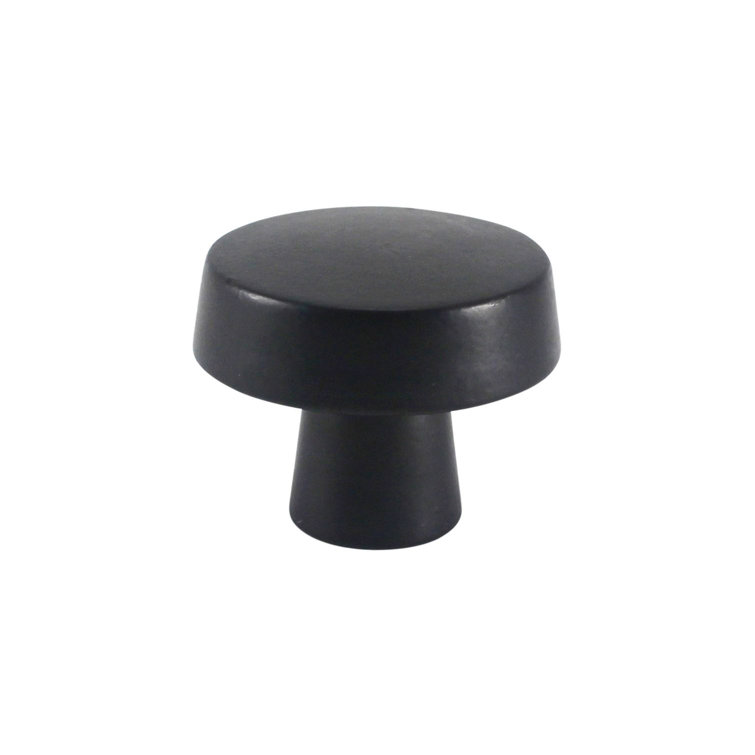 Matte Black Iron Round Circle Knob with Mounting Hardware