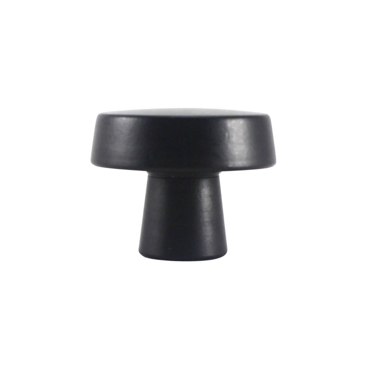 Matte Black Iron Round Circle Knob with Mounting Hardware