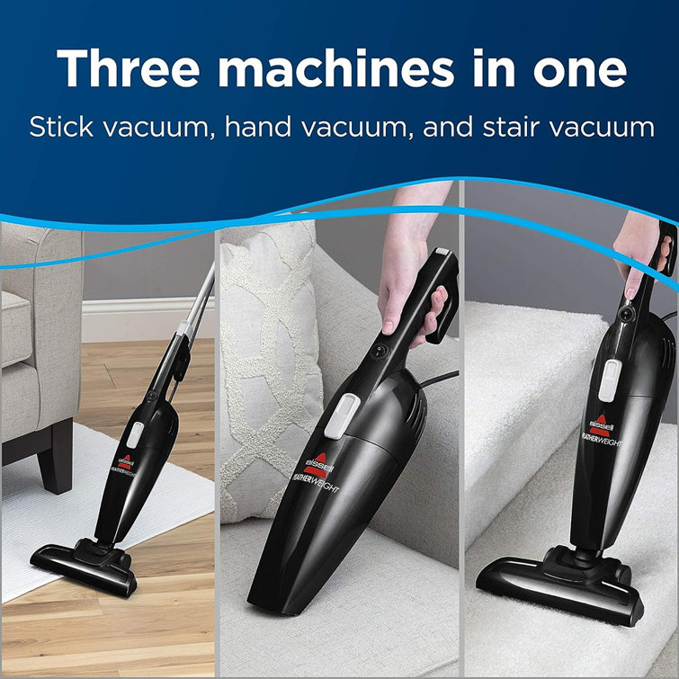 BISSELL Featherweight Black Bagless Stick Vacuum with Crevice Tool