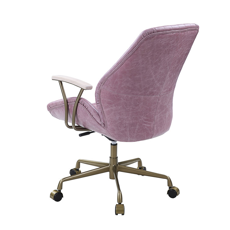Hamilton Pink Genuine Leather Swivel Task Chair with Metal Base