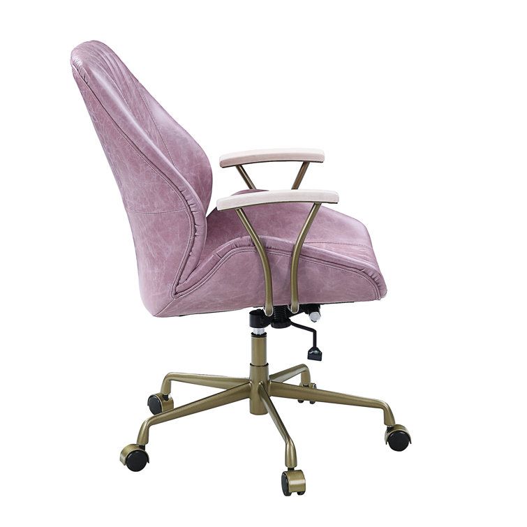 Hamilton Pink Genuine Leather Swivel Task Chair with Metal Base