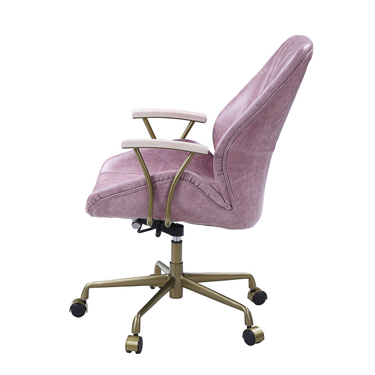 Hamilton Pink Genuine Leather Swivel Task Chair with Metal Base