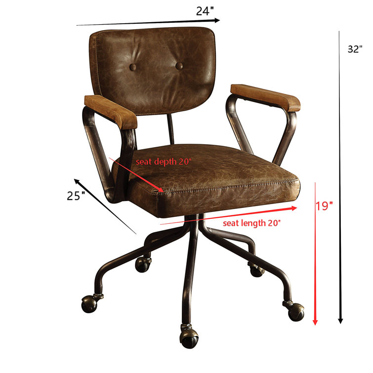 Vintage Whiskey Top Grain Leather Swivel Office Chair