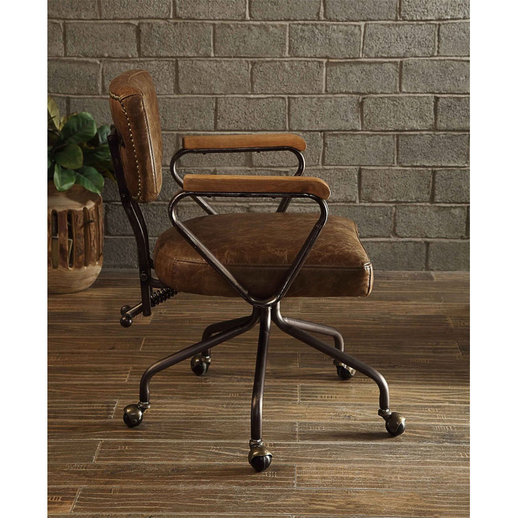 Vintage Whiskey Top Grain Leather Swivel Office Chair