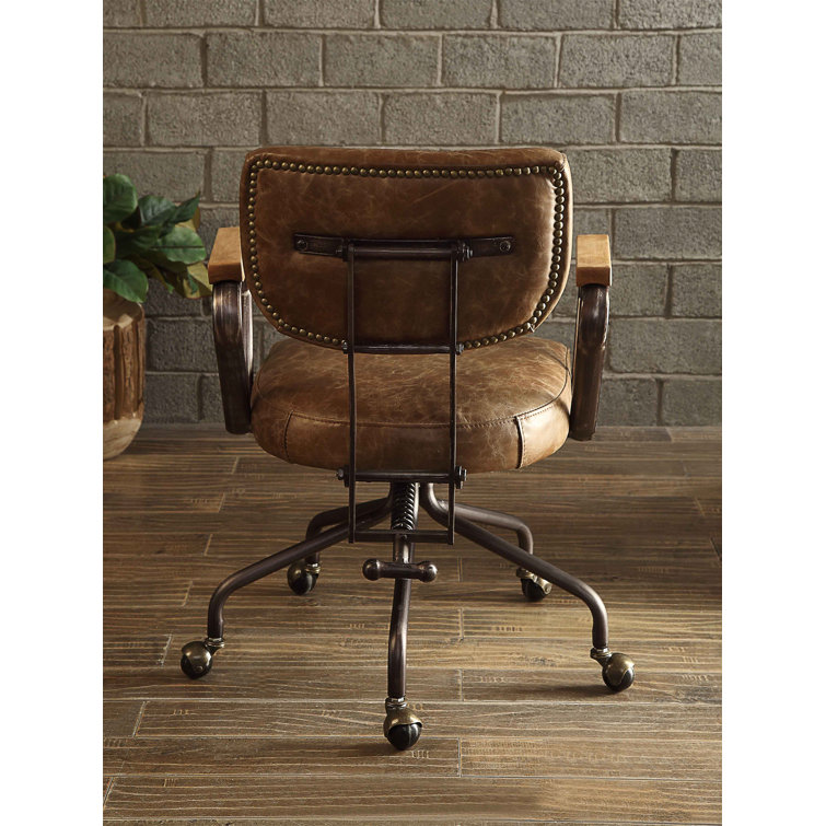 Vintage Whiskey Top Grain Leather Swivel Office Chair