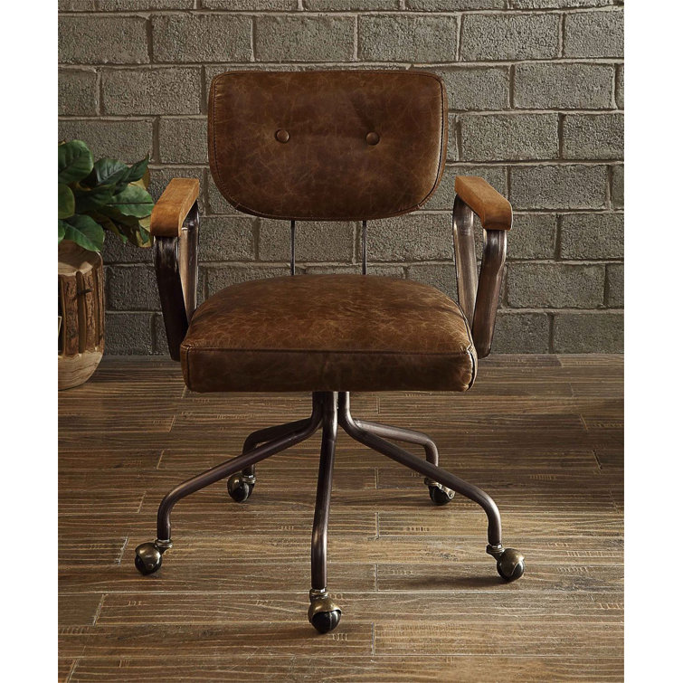Vintage Whiskey Top Grain Leather Swivel Office Chair