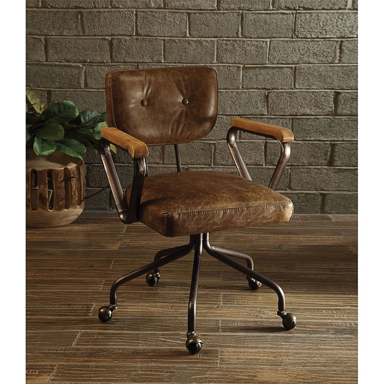 Vintage Whiskey Top Grain Leather Swivel Office Chair