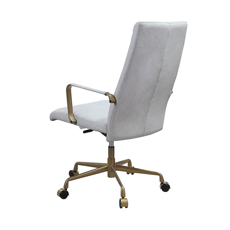 Ergonomic High Back Swivel Office Chair in Vintage White Leather