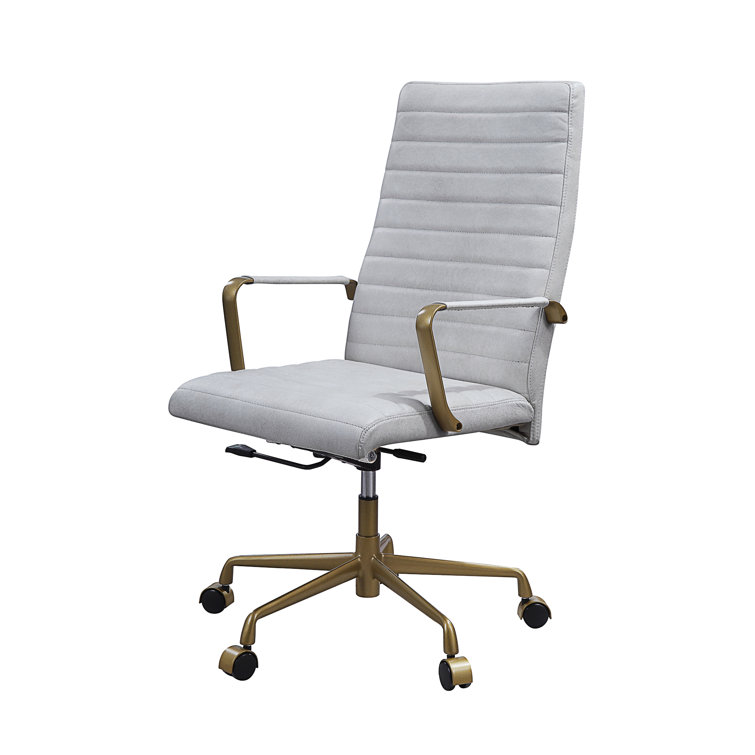 Ergonomic High Back Swivel Office Chair in Vintage White Leather