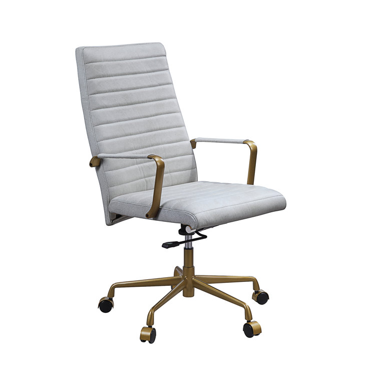 Ergonomic High Back Swivel Office Chair in Vintage White Leather