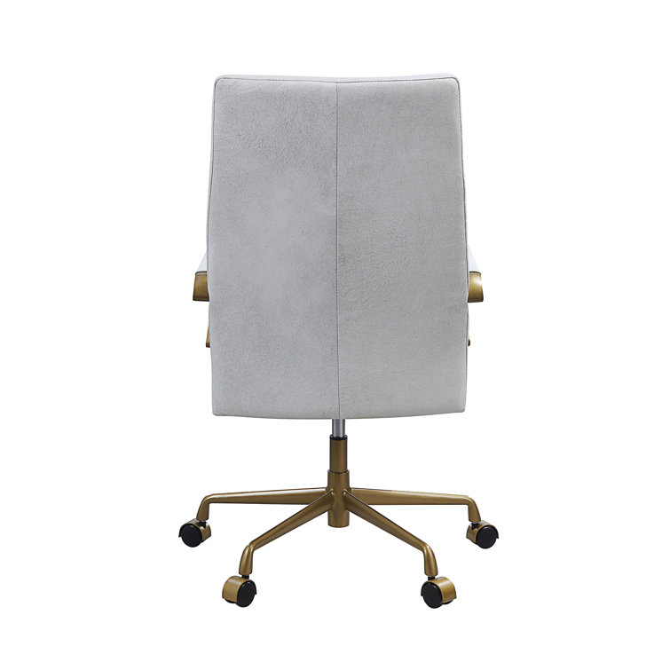 Ergonomic High Back Swivel Office Chair in Vintage White Leather