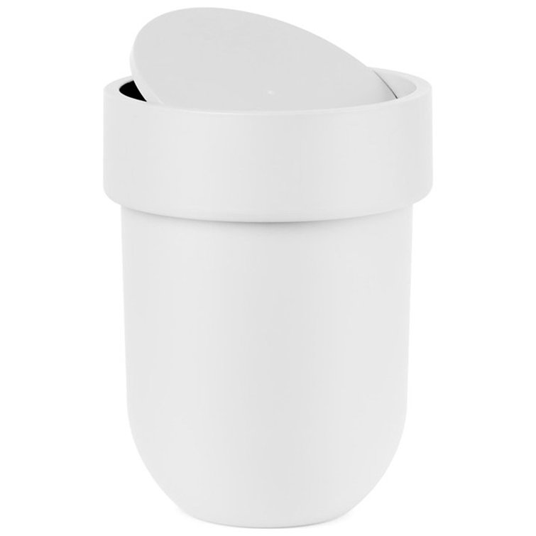Sleek 1.6 Gallon White Plastic Swing-Top Waste Bin