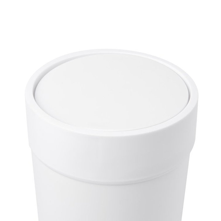 Sleek 1.6 Gallon White Plastic Swing-Top Waste Bin