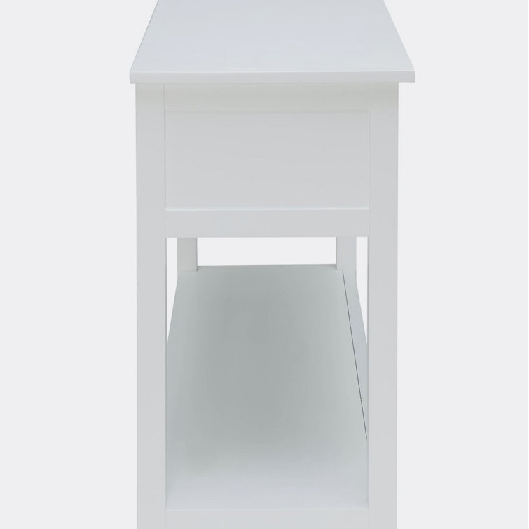 Flavius 44'' White Wood Console Table with Wicker Storage Drawers
