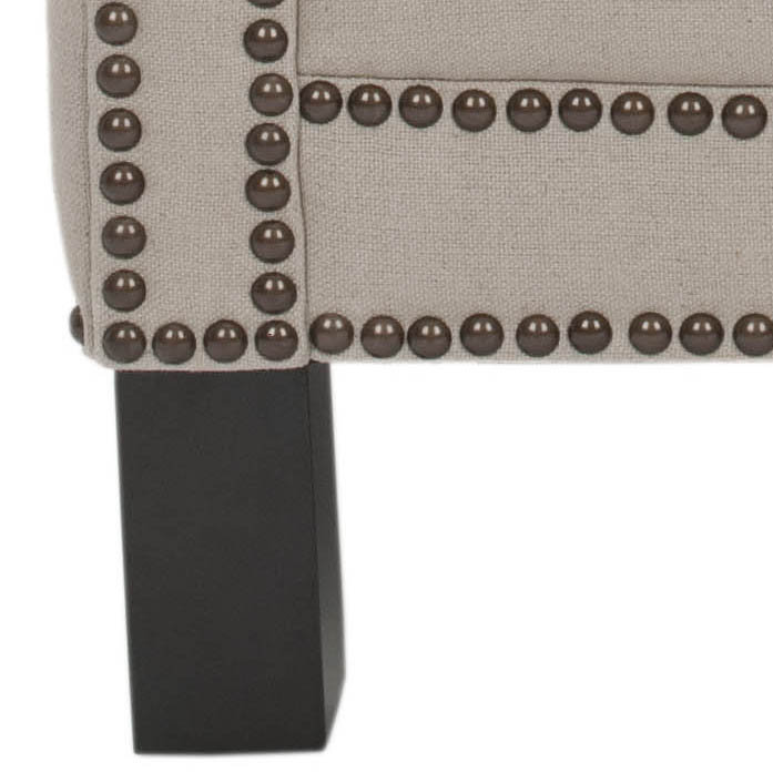 Contemporary Beige Faux Leather Armchair with Wood Accents