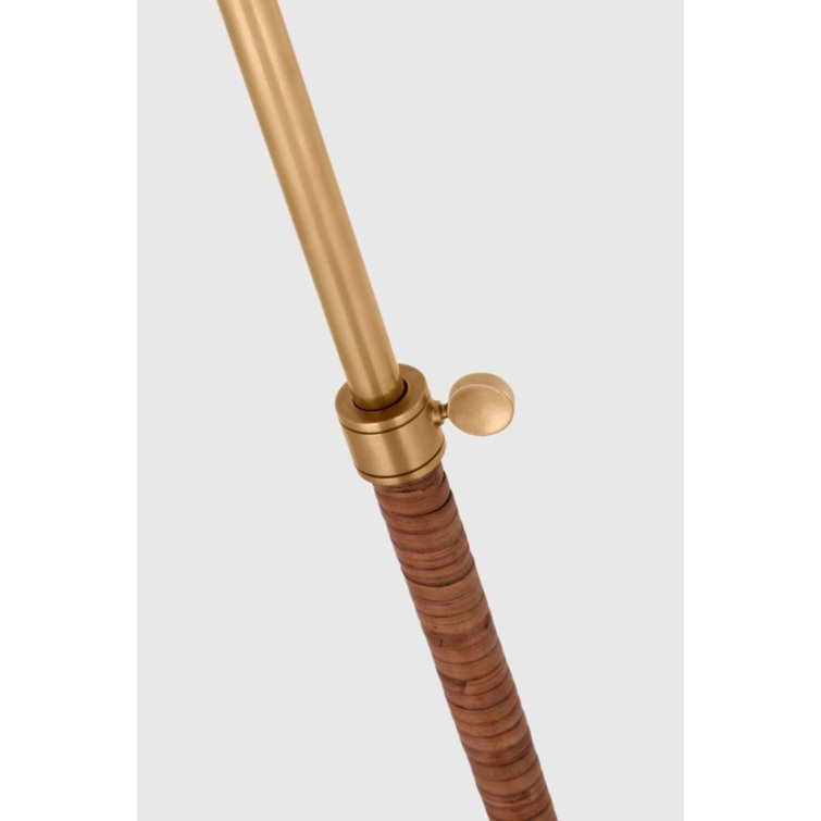 Adjustable Antique-Burnished Brass and Rattan Outdoor Floor Lamp