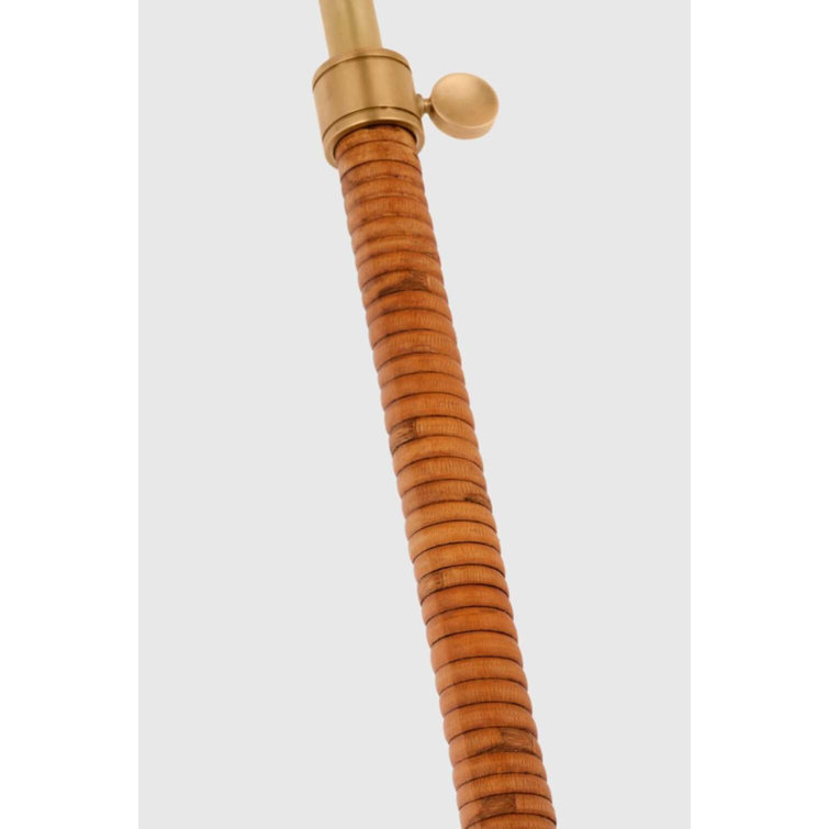 Adjustable Antique-Burnished Brass and Natural Rattan Buffet Lamp
