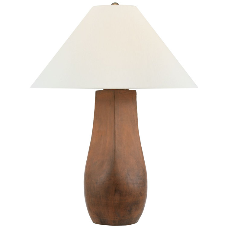 Natural Terracotta Adjustable Outdoor Table Lamp with Linen Shade