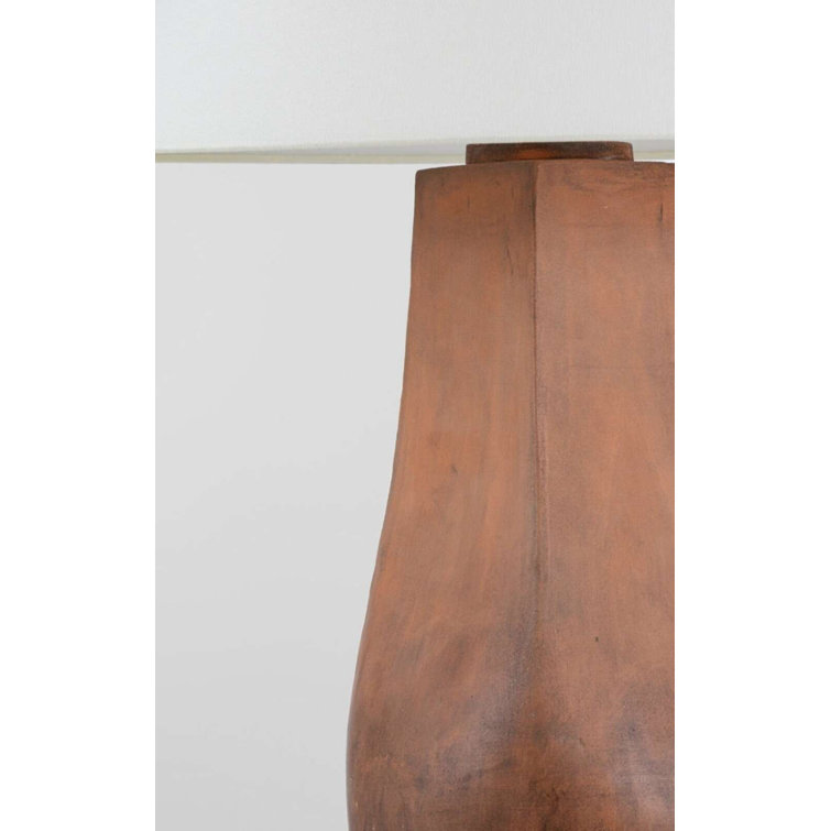 Natural Terracotta Adjustable Outdoor Table Lamp with Linen Shade