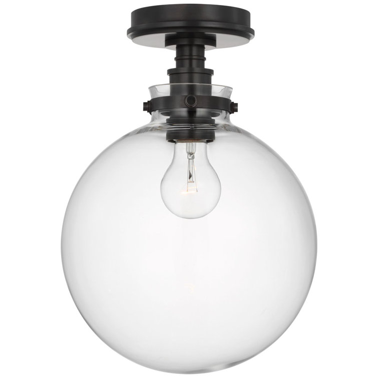 Bronze and Clear Glass Globe LED Flush Mount
