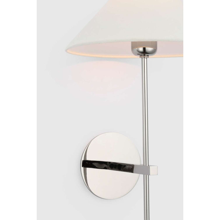 Polished Nickel 25" Minimalist Wall Sconce with Linen Shade