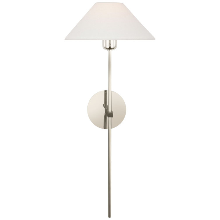 Polished Nickel 25" Minimalist Wall Sconce with Linen Shade