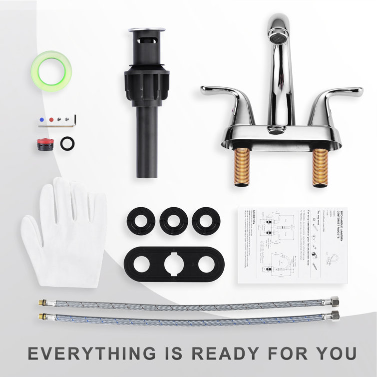 Chrome 4 in. Centerset Double Handle High Arc Bathroom Faucet