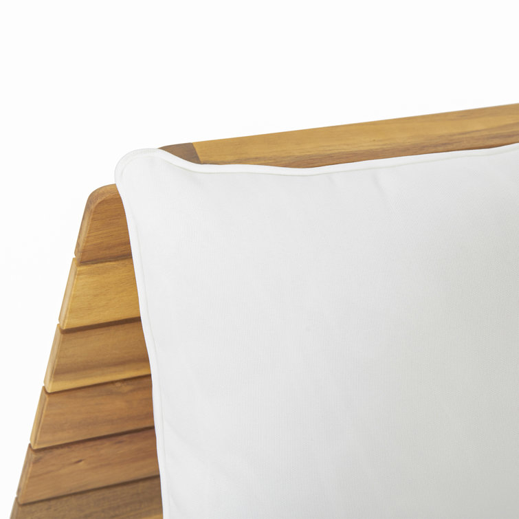 Sedona Teak Finish 68.5'' Acacia Wood Outdoor Loveseat with White Cushions