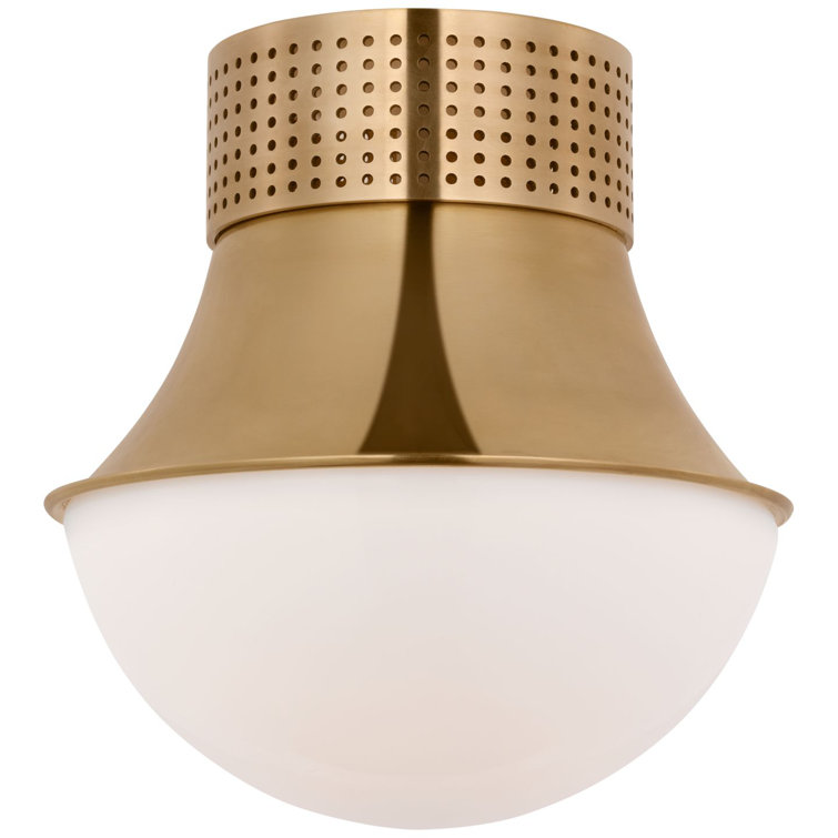 Antique Burnished Brass and Glass LED Flush Mount Light