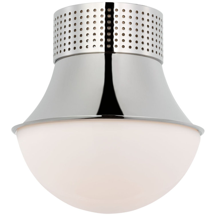 Polished Nickel and Glass LED Flush Mount Light