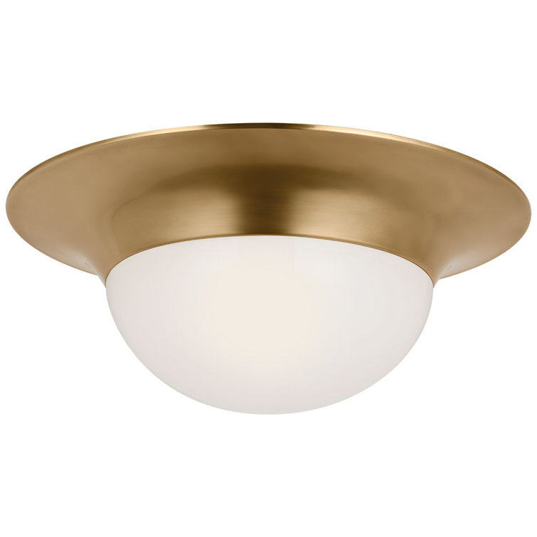 Antique Brass 24" LED Flush Mount Ceiling Light with Glass Shade