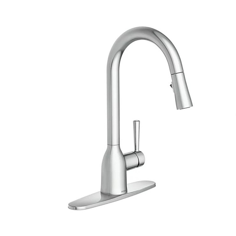Chrome High Arc Single Handle Kitchen Faucet with Pull-Down Spray
