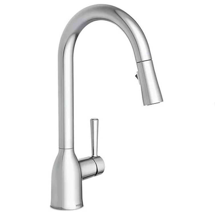 Chrome High Arc Single Handle Kitchen Faucet with Pull-Down Spray