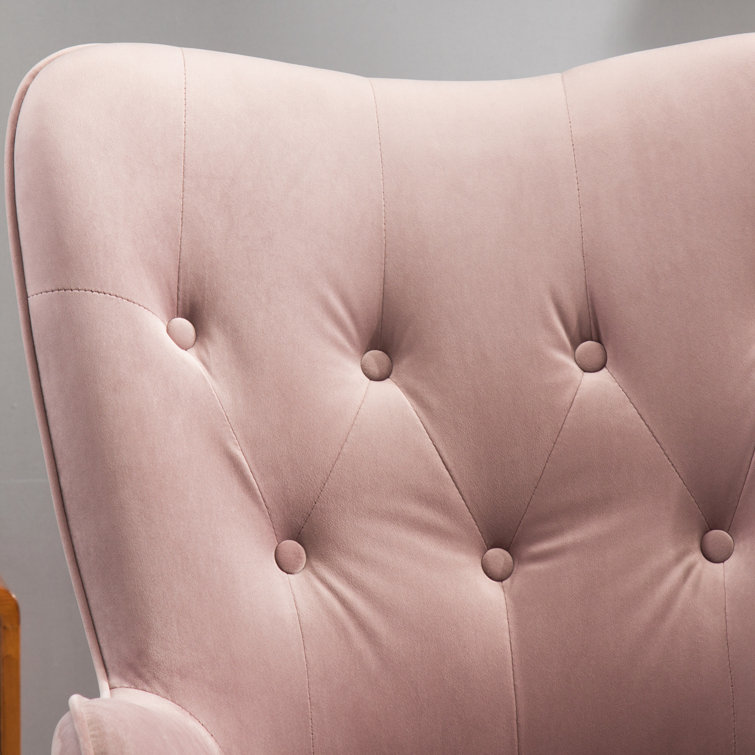 Elegant Brown Velvet Barrel Accent Chair with Wing Back and Oak Finish