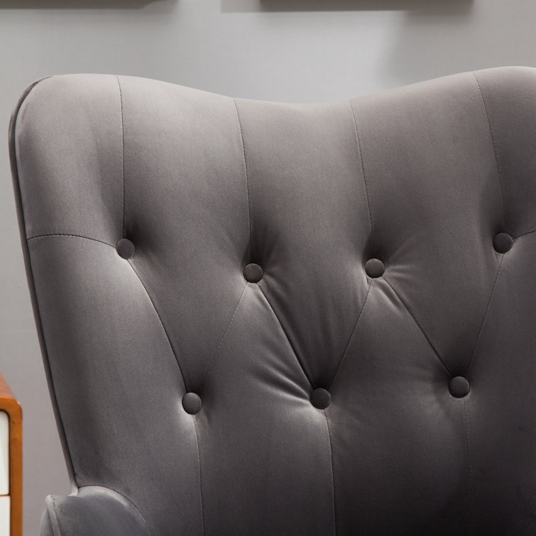 Brown Velvet Barrel Accent Chair with Wood Frame