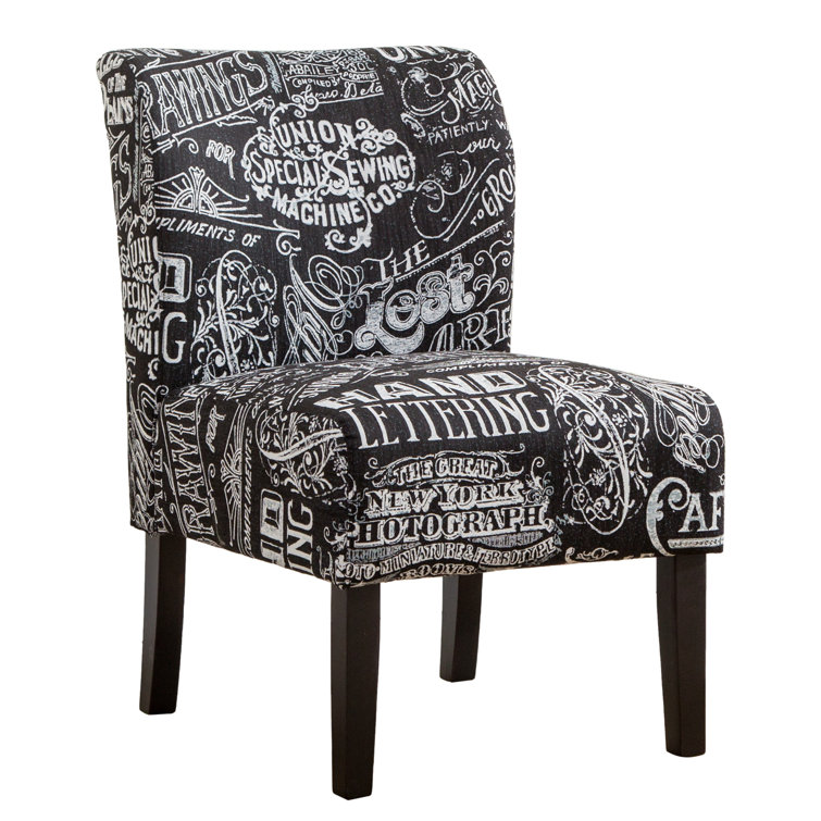 Espresso Finish Floral Black Wood Accent Chair with Removable Cushion