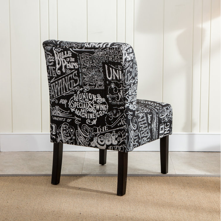 Espresso Finish Floral Black Wood Accent Chair with Removable Cushion