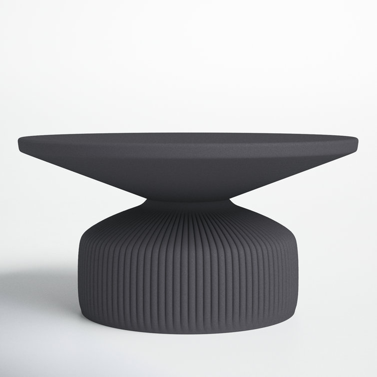 Matte Black Aluminum Round Pedestal Coffee Table