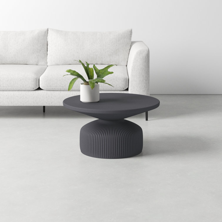Matte Black Aluminum Round Pedestal Coffee Table