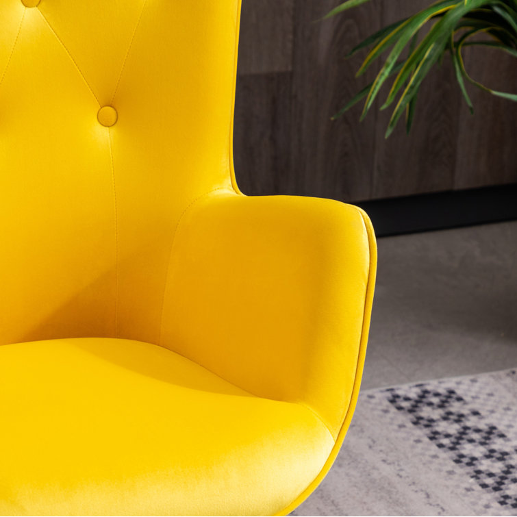 Elegant Oak-Finished Brown Velvet Wingback Office Chair