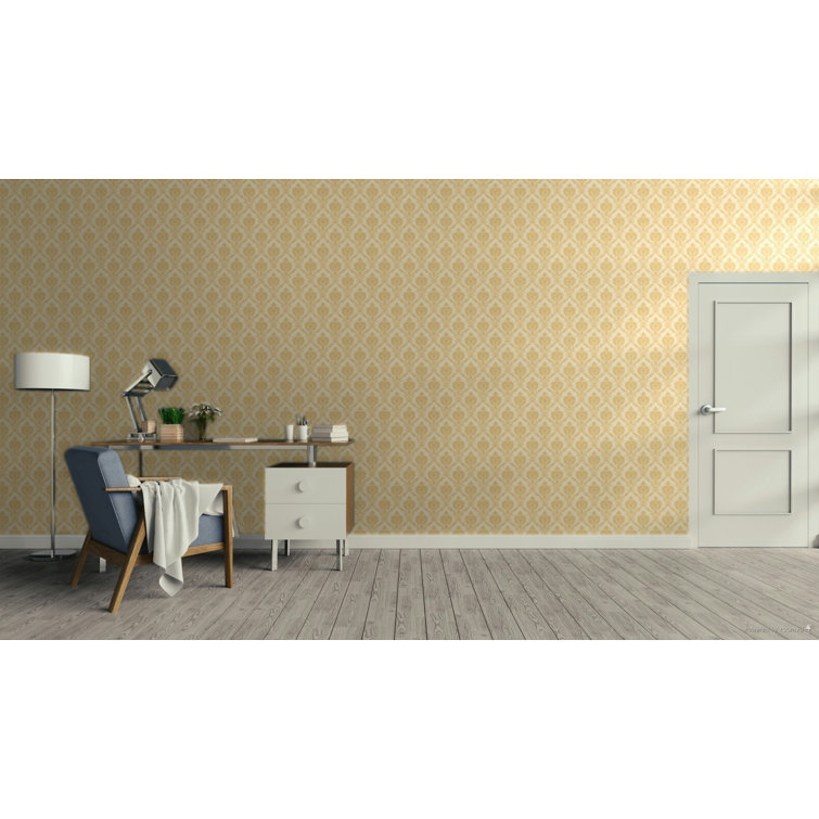 Gold Embossed Damask 3D Vinyl Wallpaper Roll