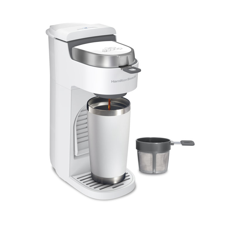 White Single-Serve Coffee Maker with Permanent Filter