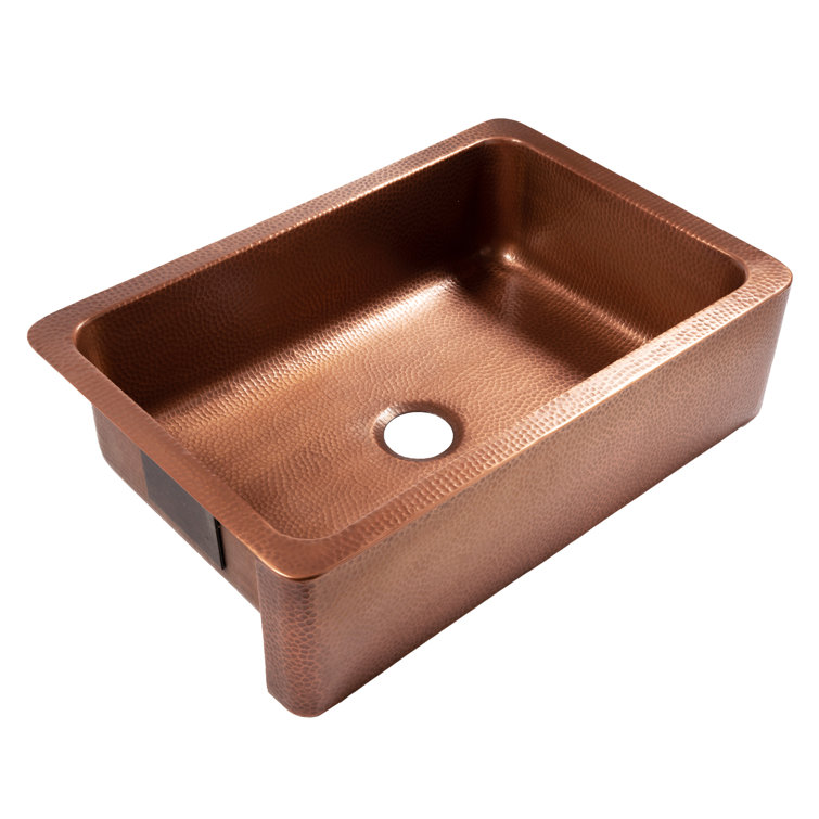 Copper 33" Single Bowl Farmhouse Apron Front Kitchen Sink