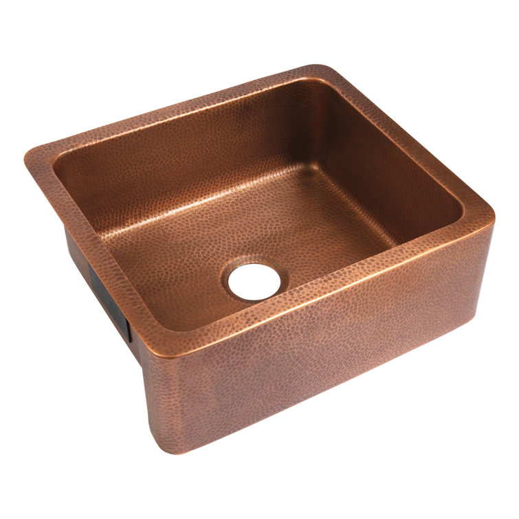 Lange Copper 25" Single Bowl Farmhouse Apron Front Sink