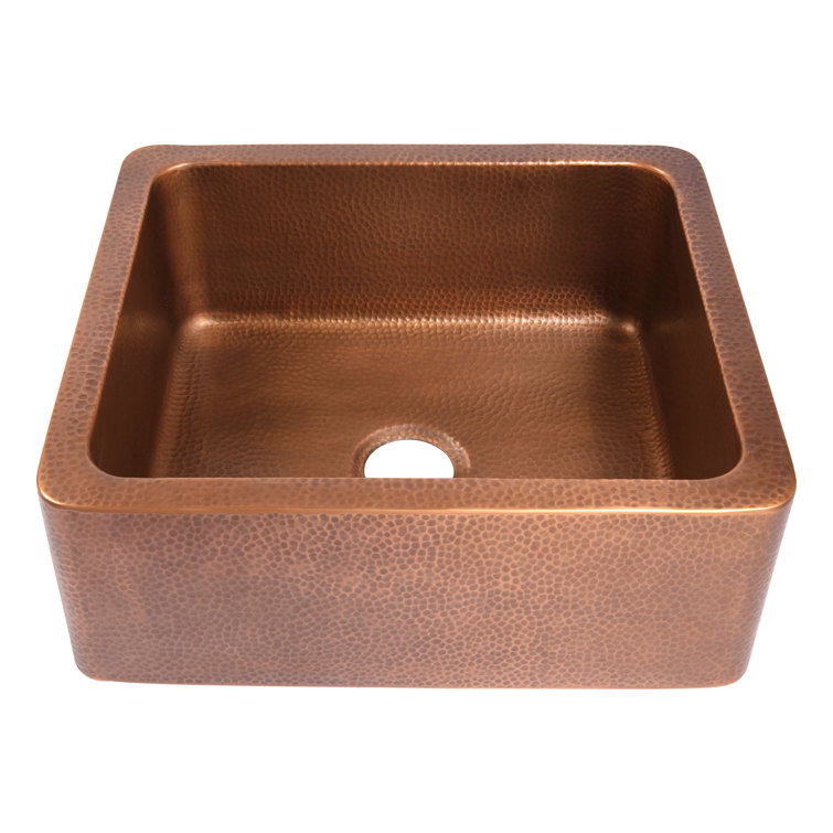 Lange Copper 25" Single Bowl Farmhouse Apron Front Sink