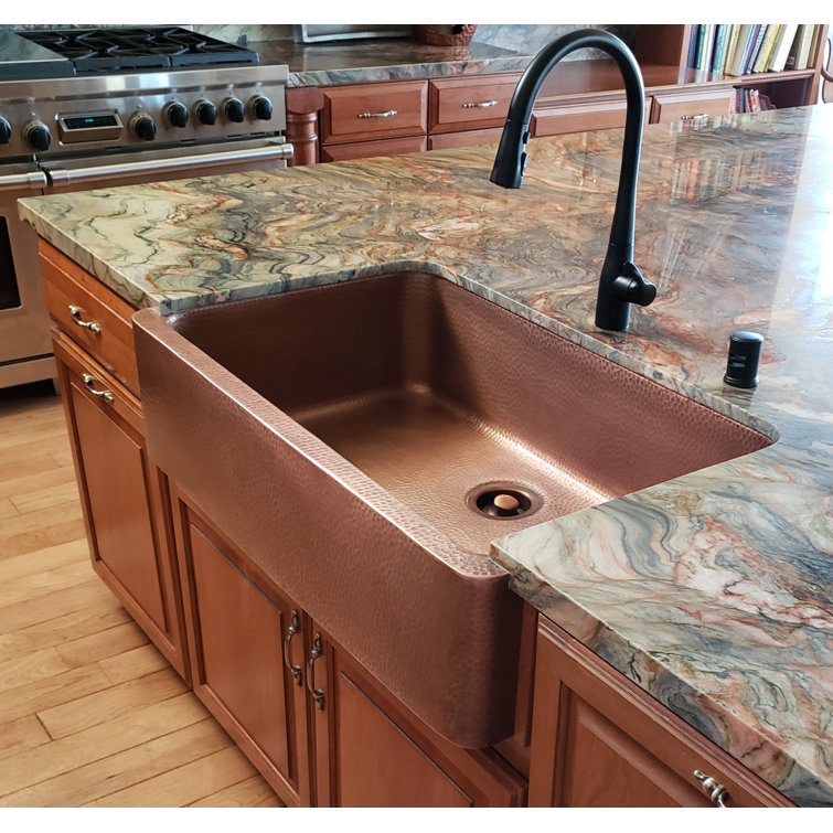 Adams Copper 36" Single Bowl Farmhouse Apron Front Sink
