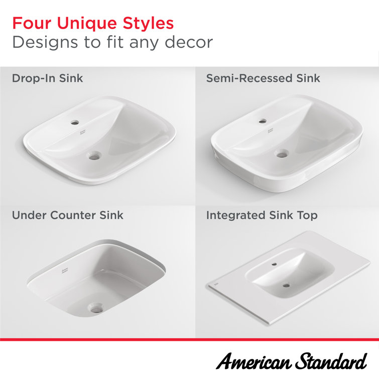American Standard White Ceramic Above-Counter Rectangular Sink
