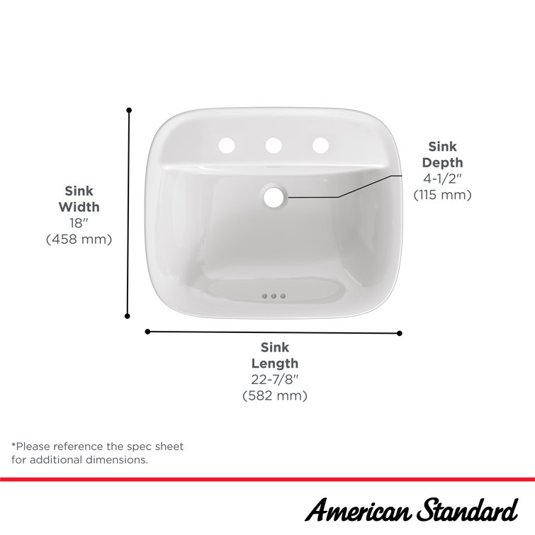 American Standard Aspirations 18'' Vitreous China Rectangular Bathroom Sink with Faucet and Overflow