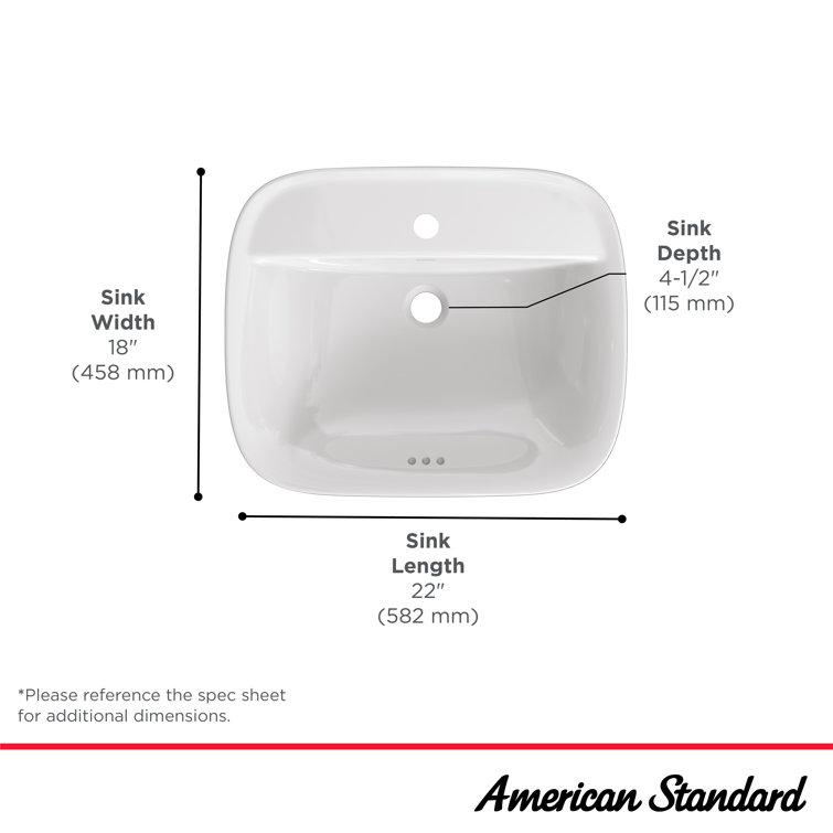 Aspire 22'' White Ceramic Rectangular Bathroom Sink