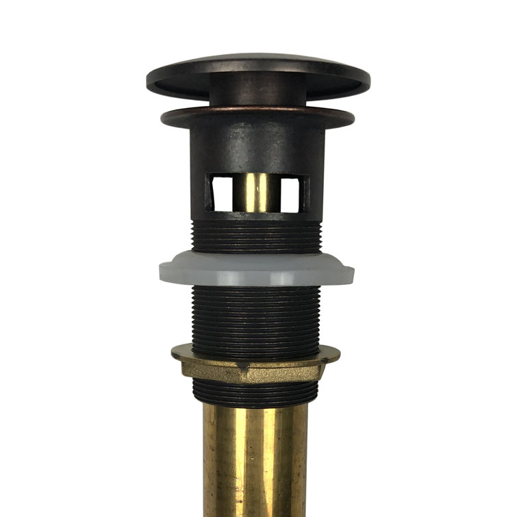 Aged Copper and Brass Pop-Up Sink Drain with Overflow